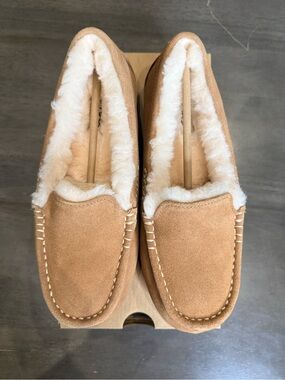 UGG Cozy Suede Shearling-Lined Moccasin Slippers - Tan